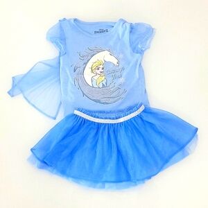 Frozen Elsa tee with attachment, layered tulle tutu